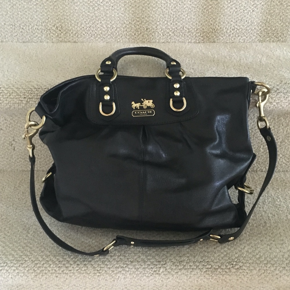 Like New Black Coach Julianne Leather Tote Shoulder Bag with Dust Bag